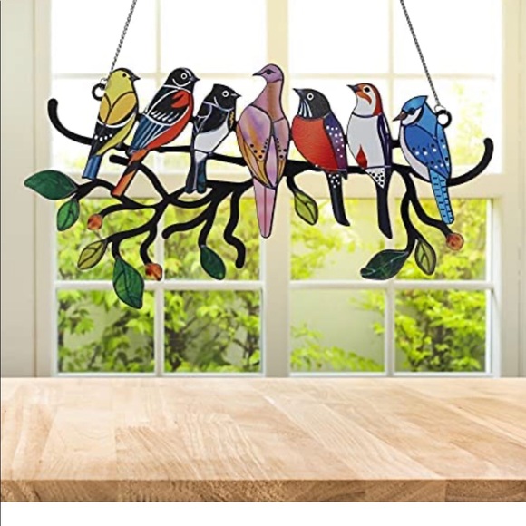OOTO Stained Birds Glass Window Hangings, new - Picture 2 of 5